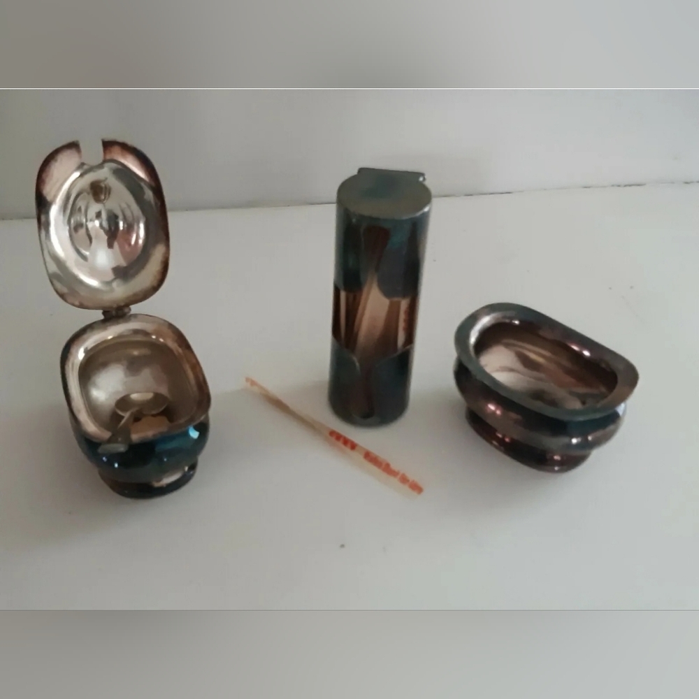 BSL lot of 3 silver plate england W25411, Sugar plate, toothpick holder and bowl